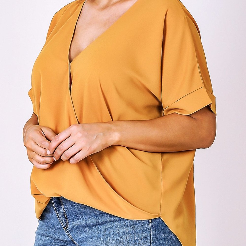Mustard High-Low Style Blouse